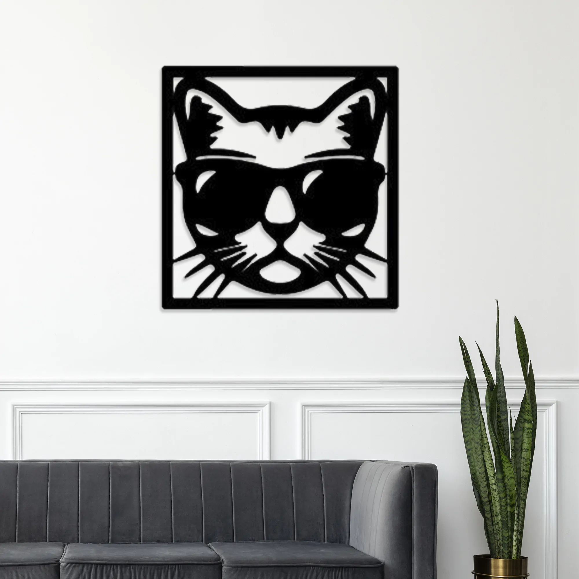 Cat With Glasses Metal Wall Art