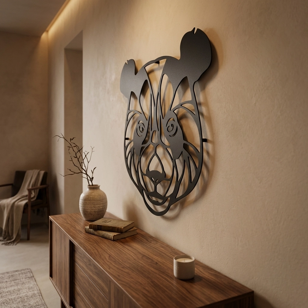 Panda Head Metal Wall Art