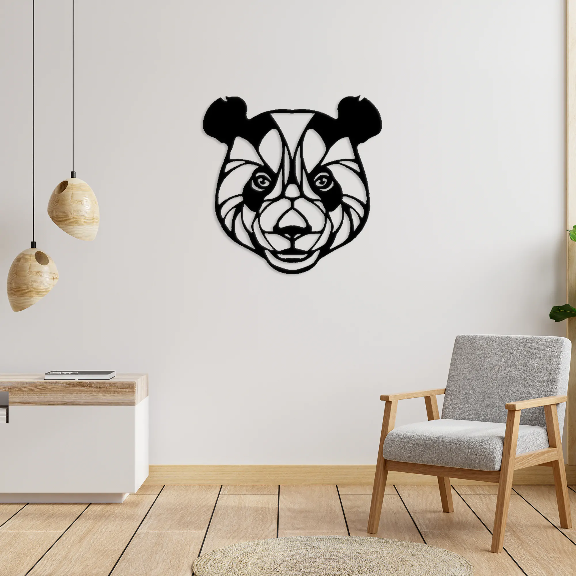 Panda Head Metal Wall Art