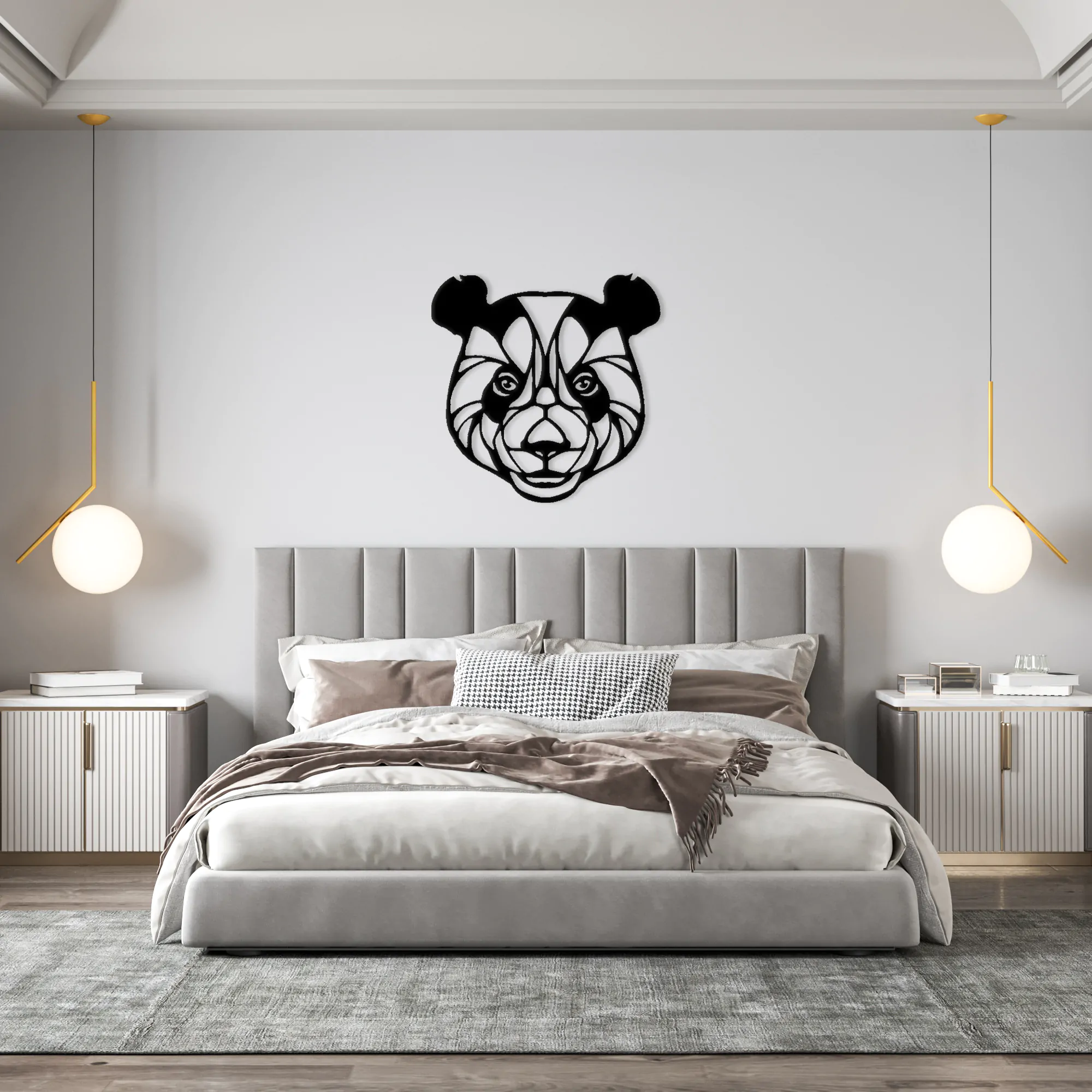Panda Head Metal Wall Art