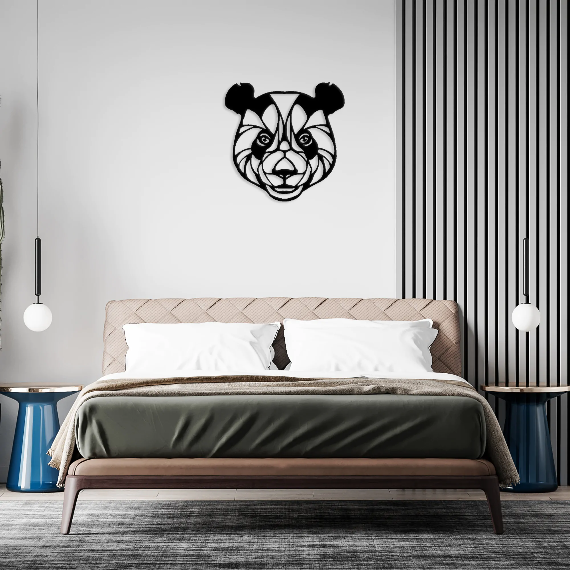 Panda Head Metal Wall Art