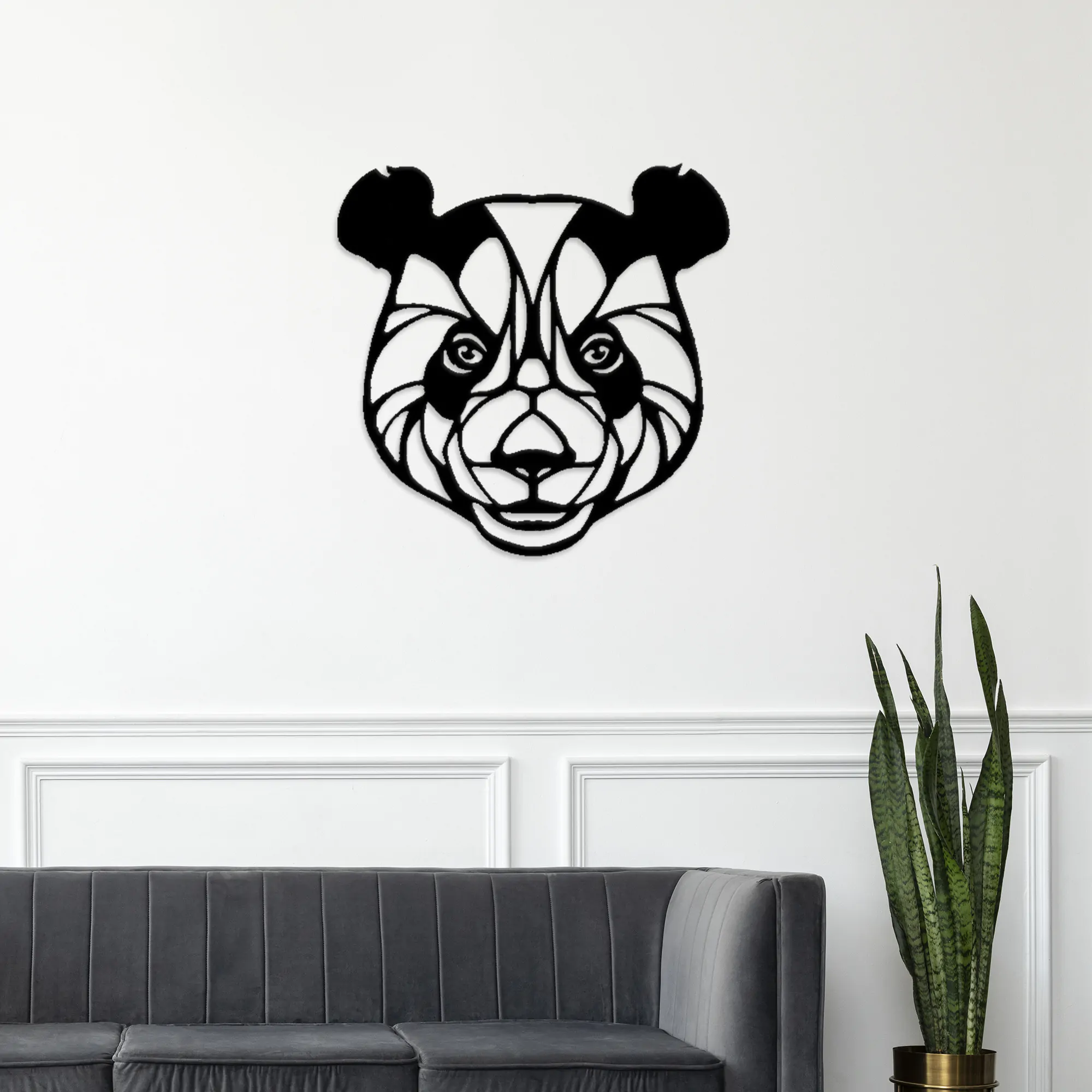 Panda Head Metal Wall Art