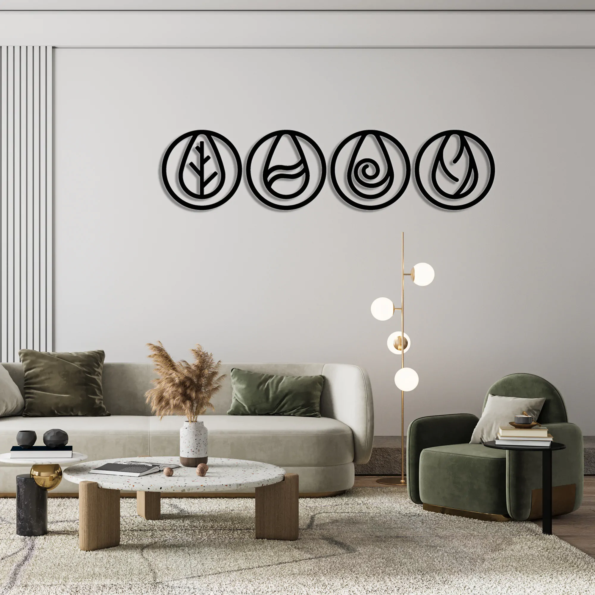 4 Elements Metal Wall Art