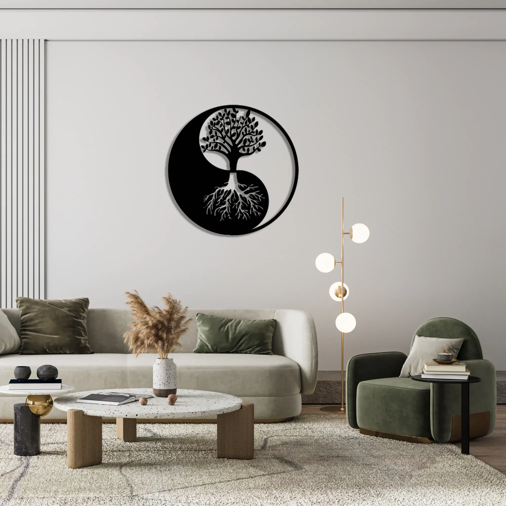 Yin Yang Tree of Life Metal Wall Art