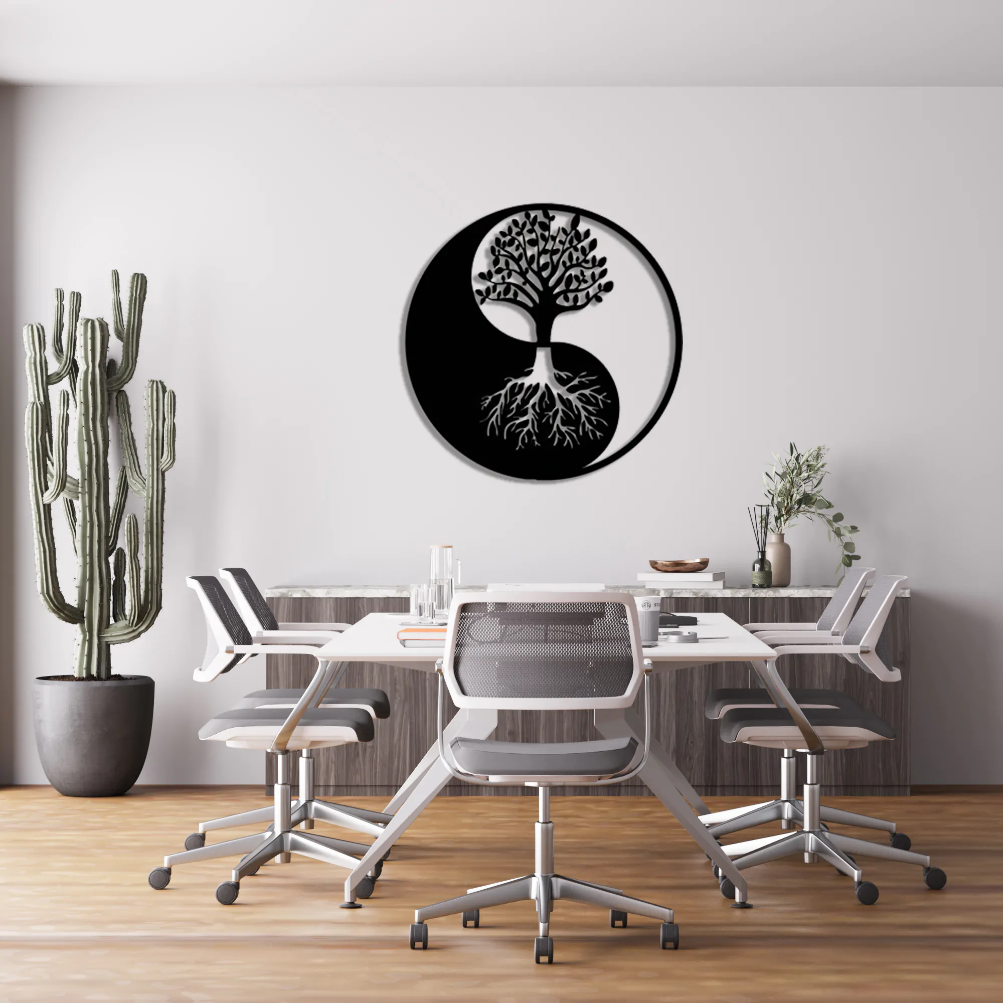 Yin Yang Tree of Life Metal Wall Art