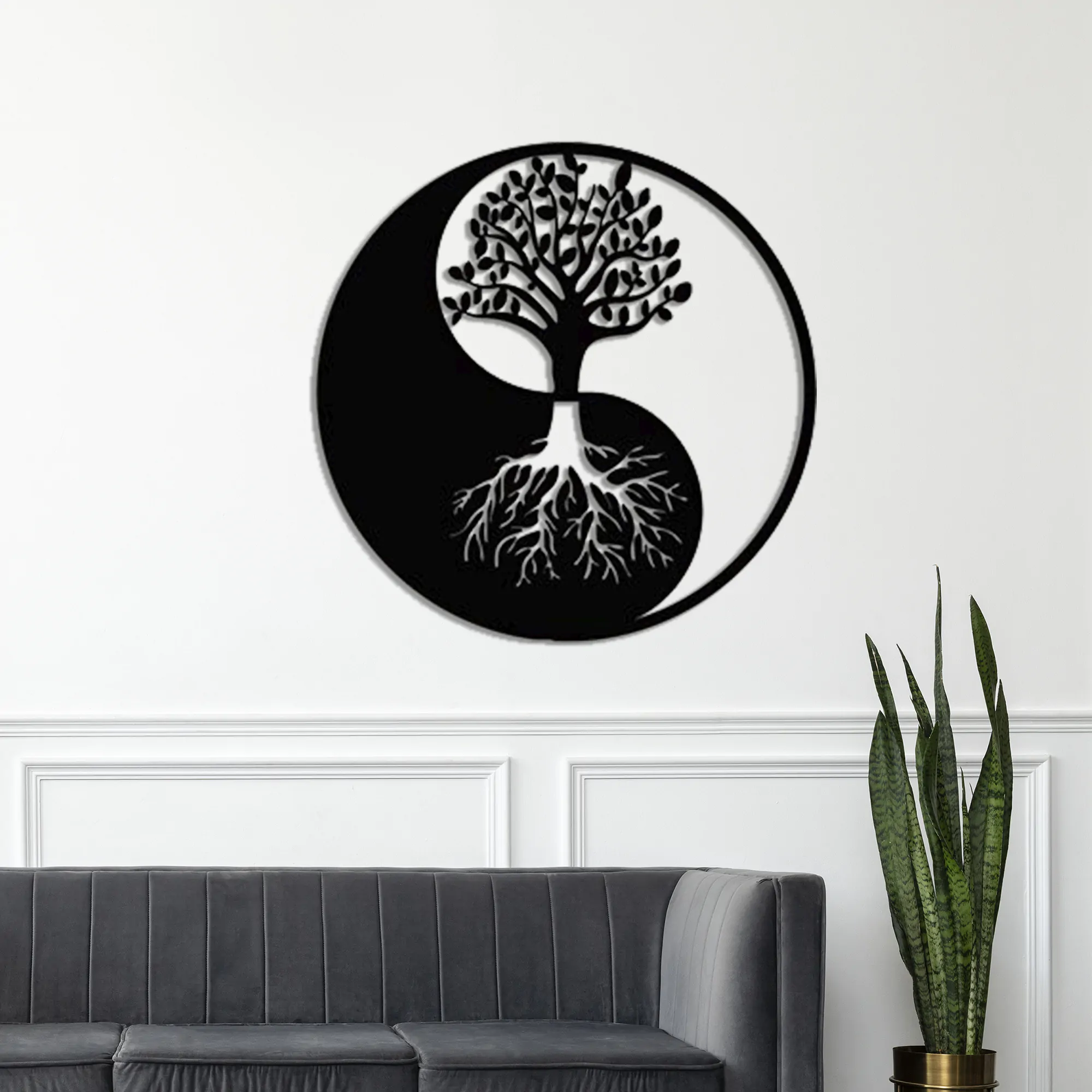 Yin Yang Tree of Life Metal Wall Art