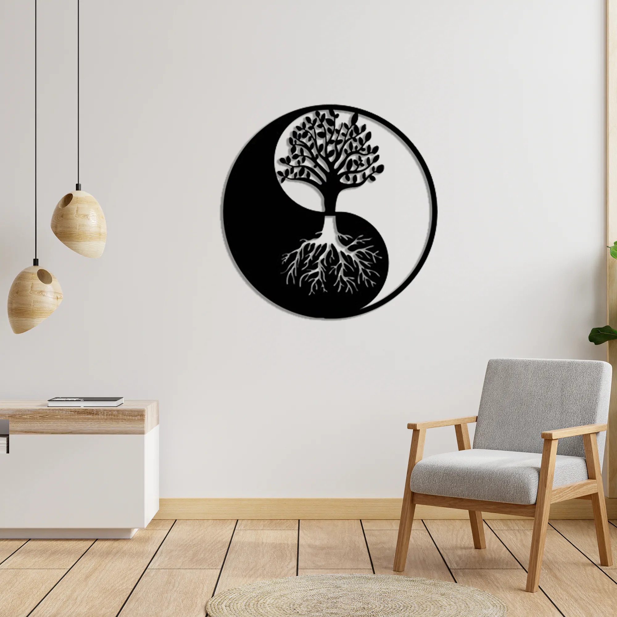 Yin Yang Tree of Life Metal Wall Art