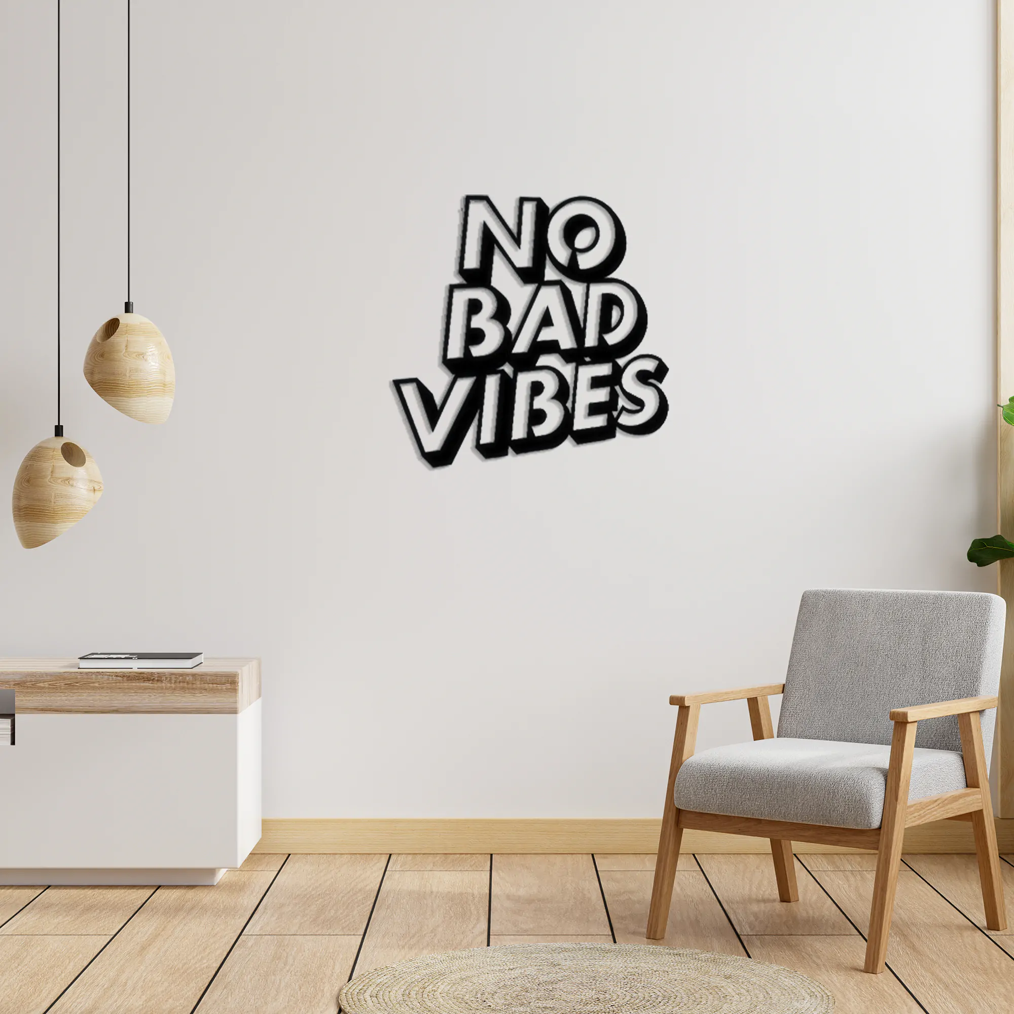 No Bad Vibes Written Metal Wall Art