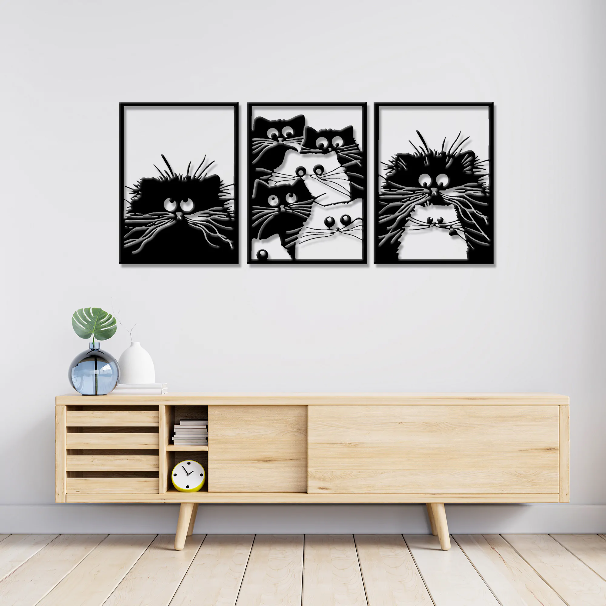 Scandinavian Cat Metal Set of 3 ✨