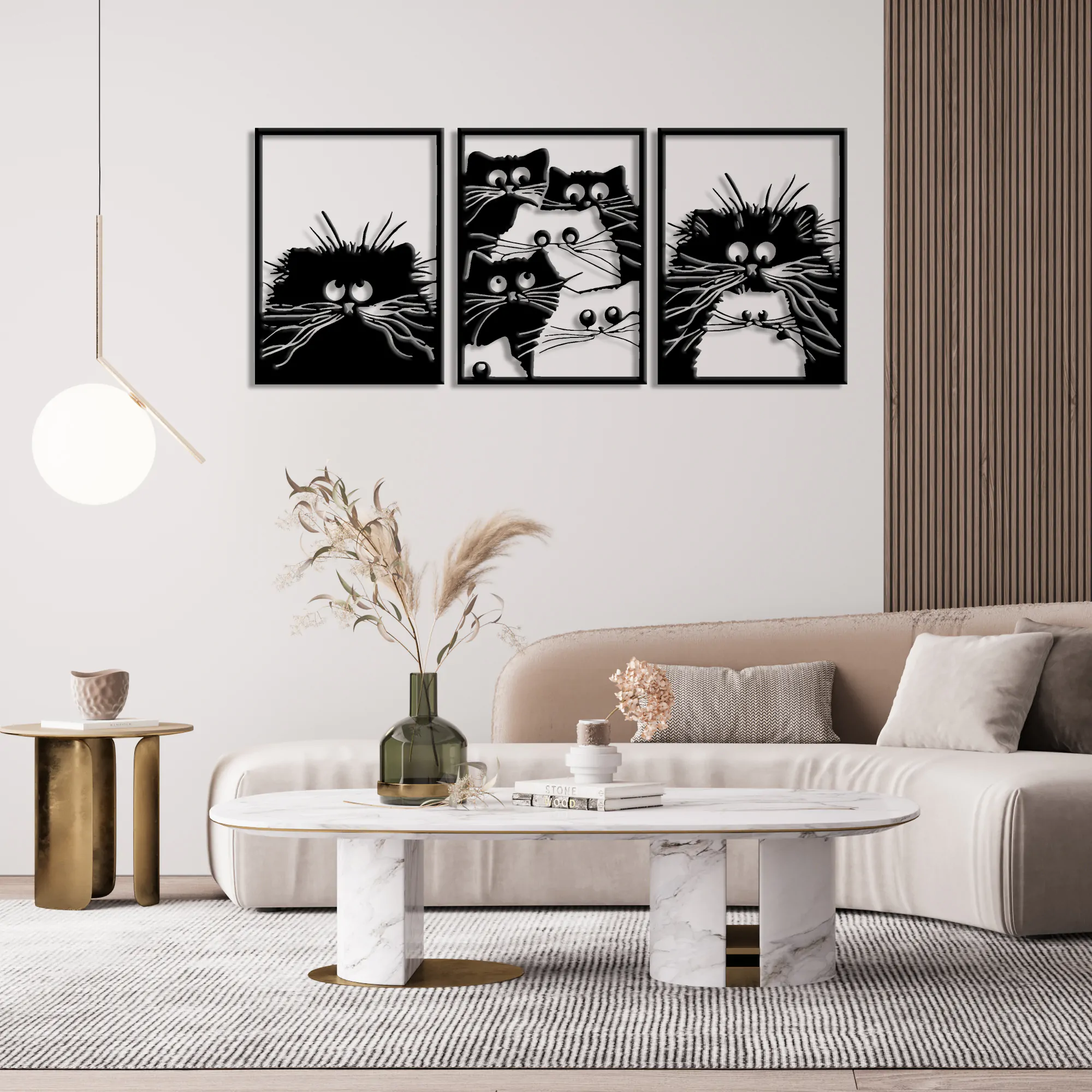 Scandinavian Cat Metal Set of 3 ✨