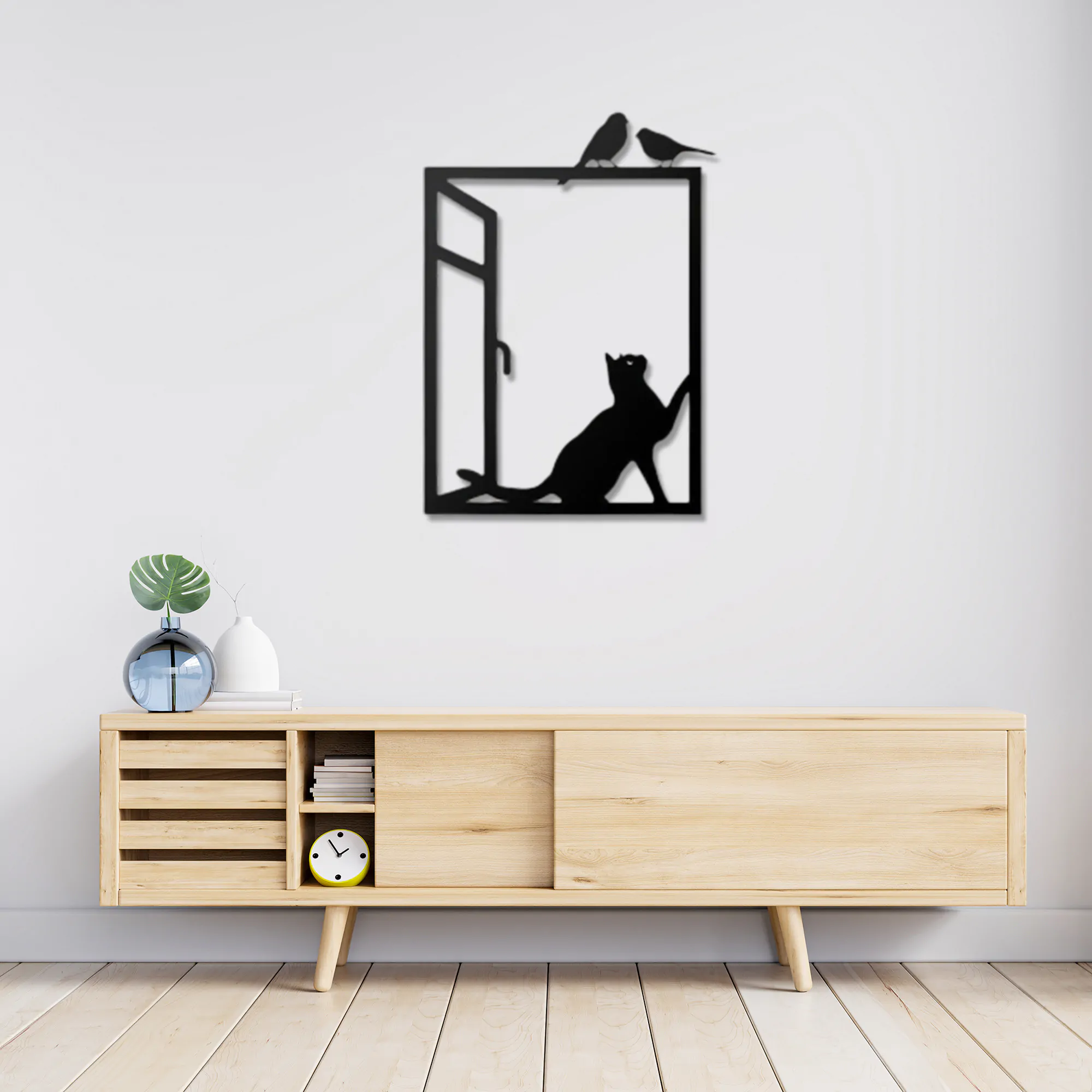 Cat in Glass Metal Wall Art