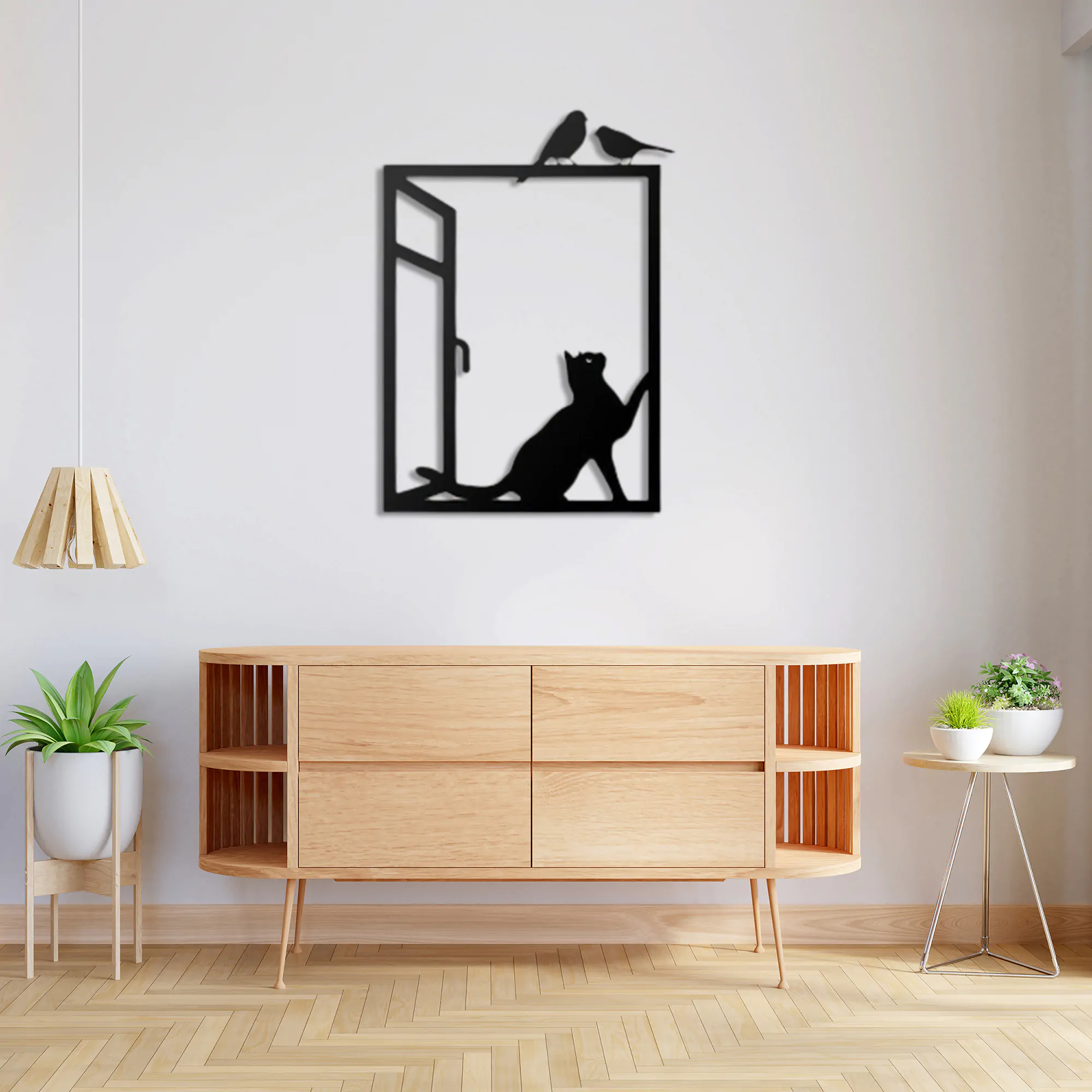 Cat in Glass Metal Wall Art