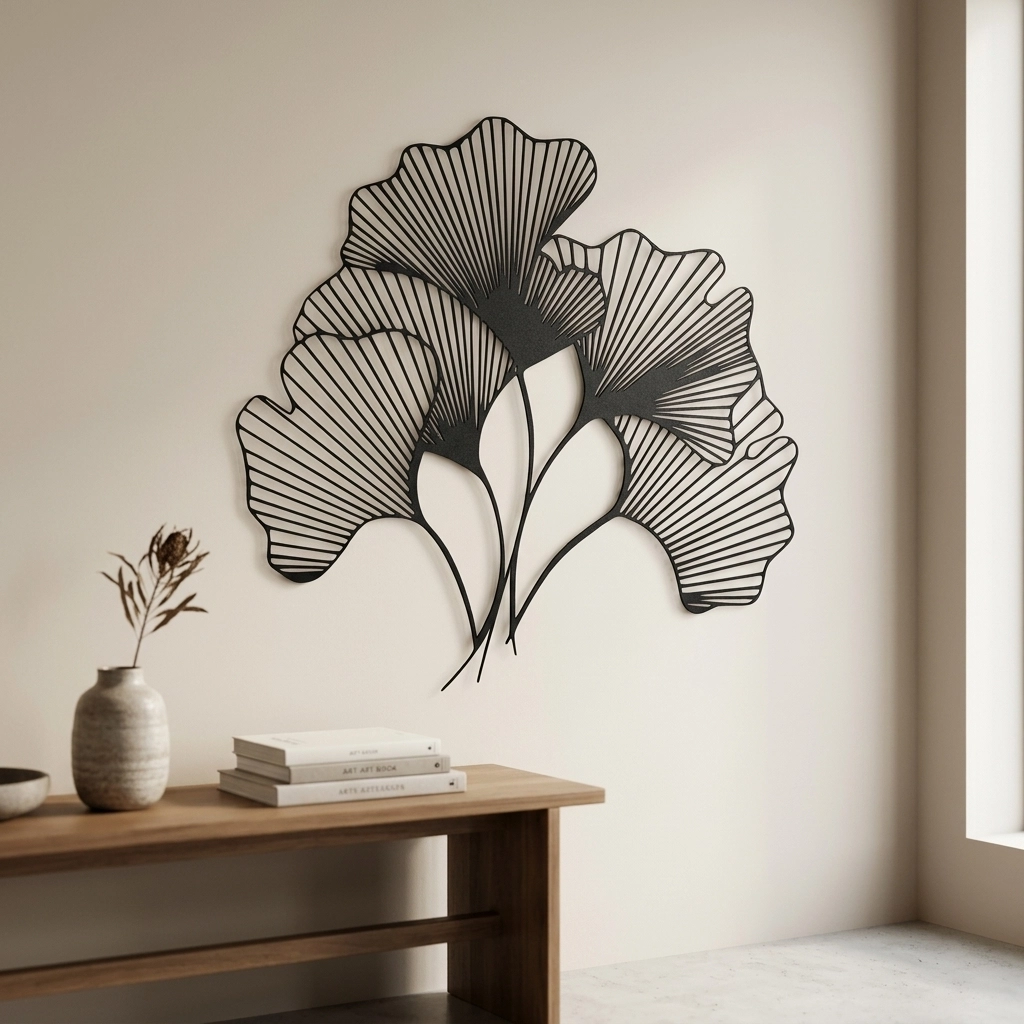 Ginkgo Bilbao Yaprağı Metal Tablo