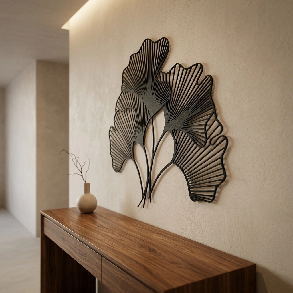 Ginkgo Bilbao Yaprağı Metal Tablo