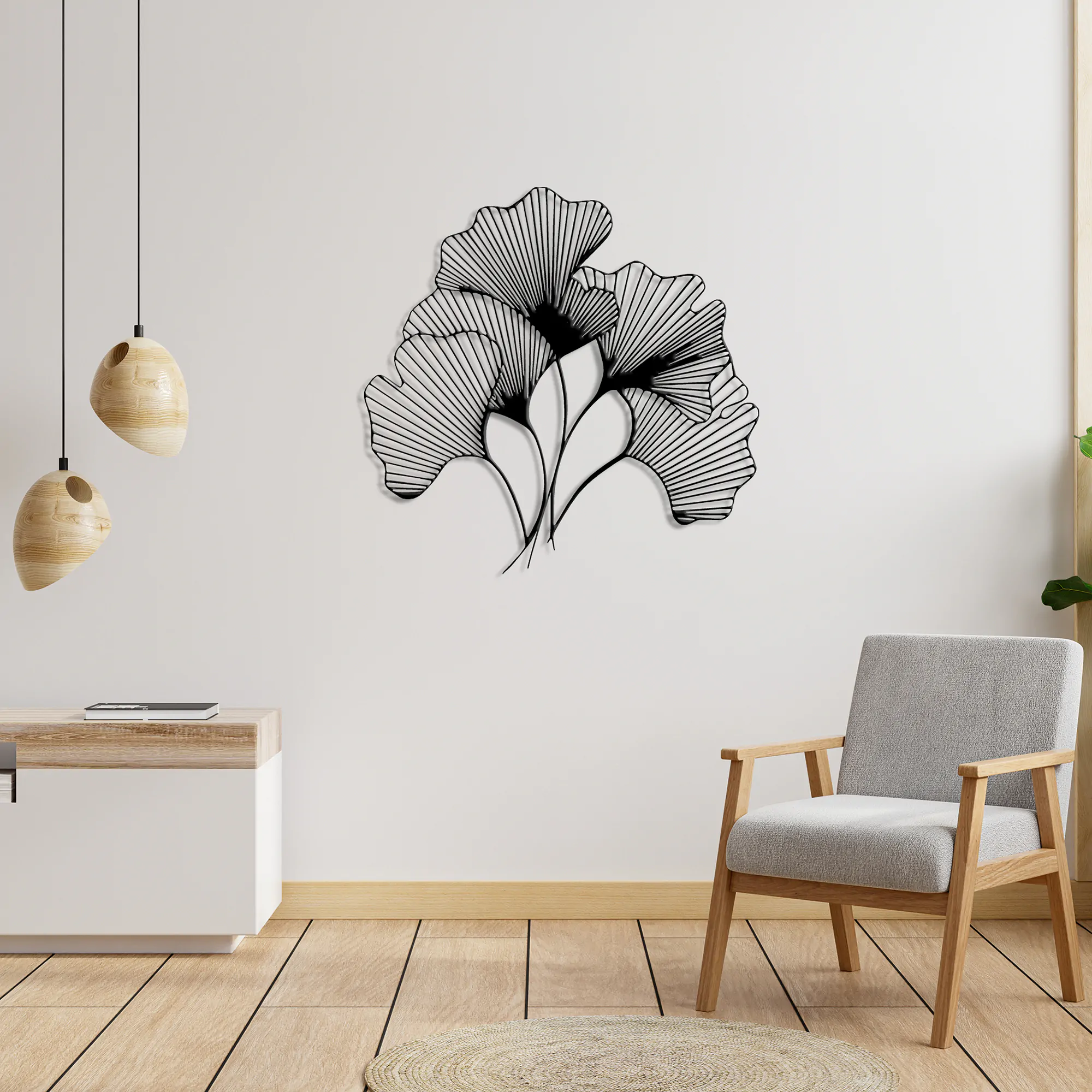 Ginkgo Bilbao Leaf Metal Wall Art