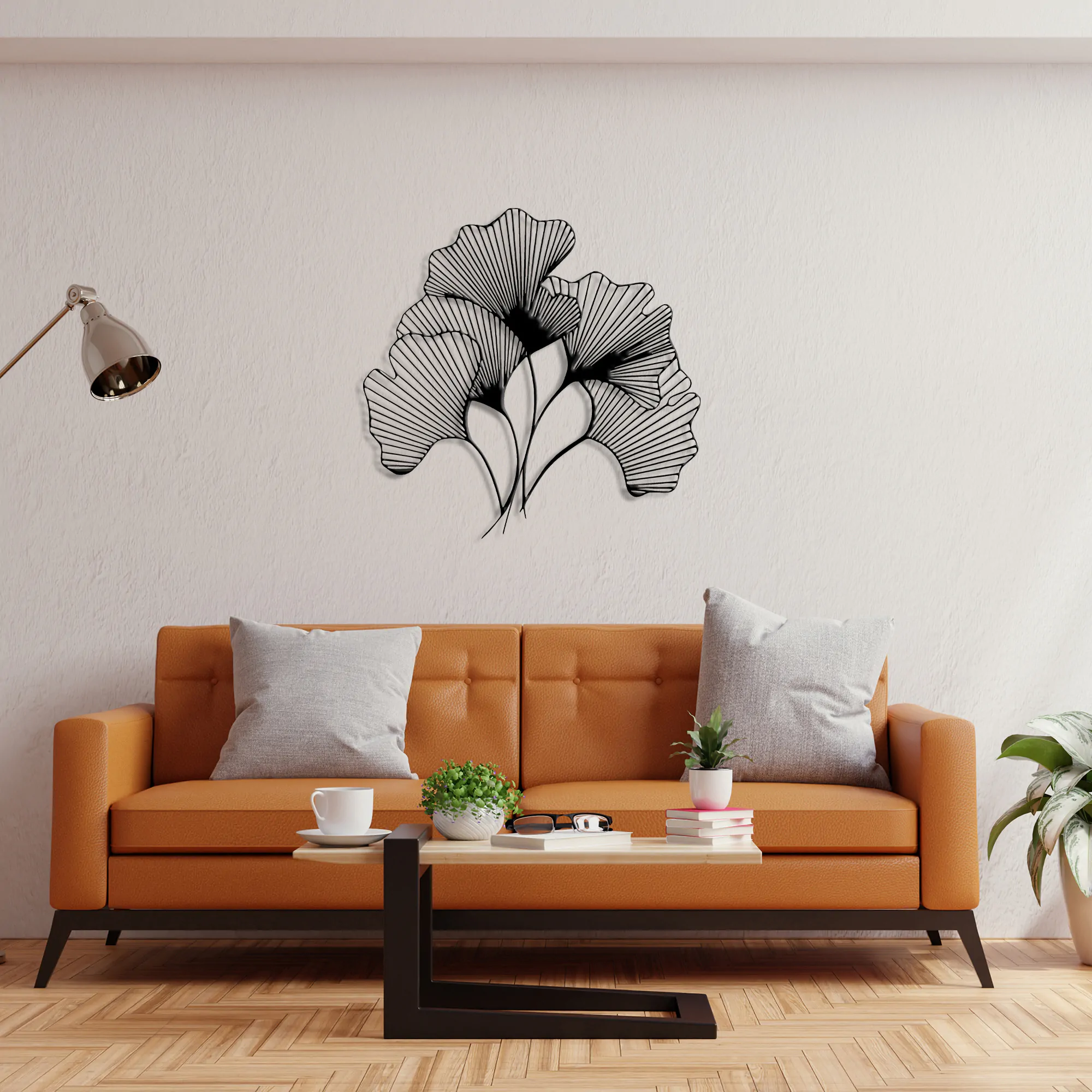 Ginkgo Bilbao Leaf Metal Wall Art