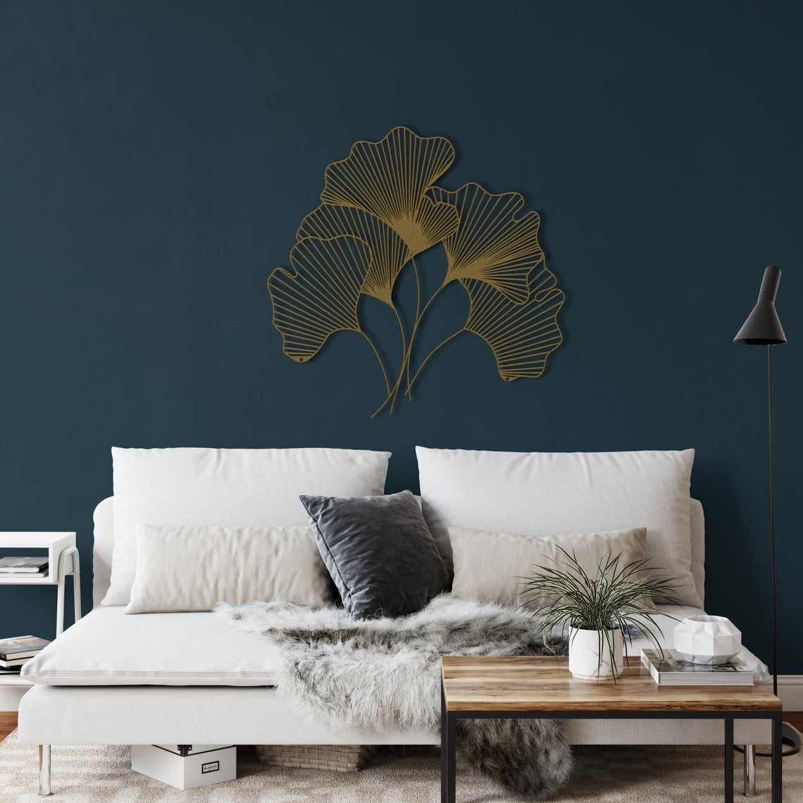 Ginkgo Bilbao Leaf Metal Wall Art