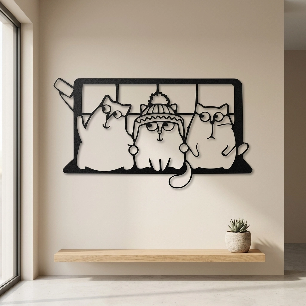 SELFIE CATS METAL WALL ART