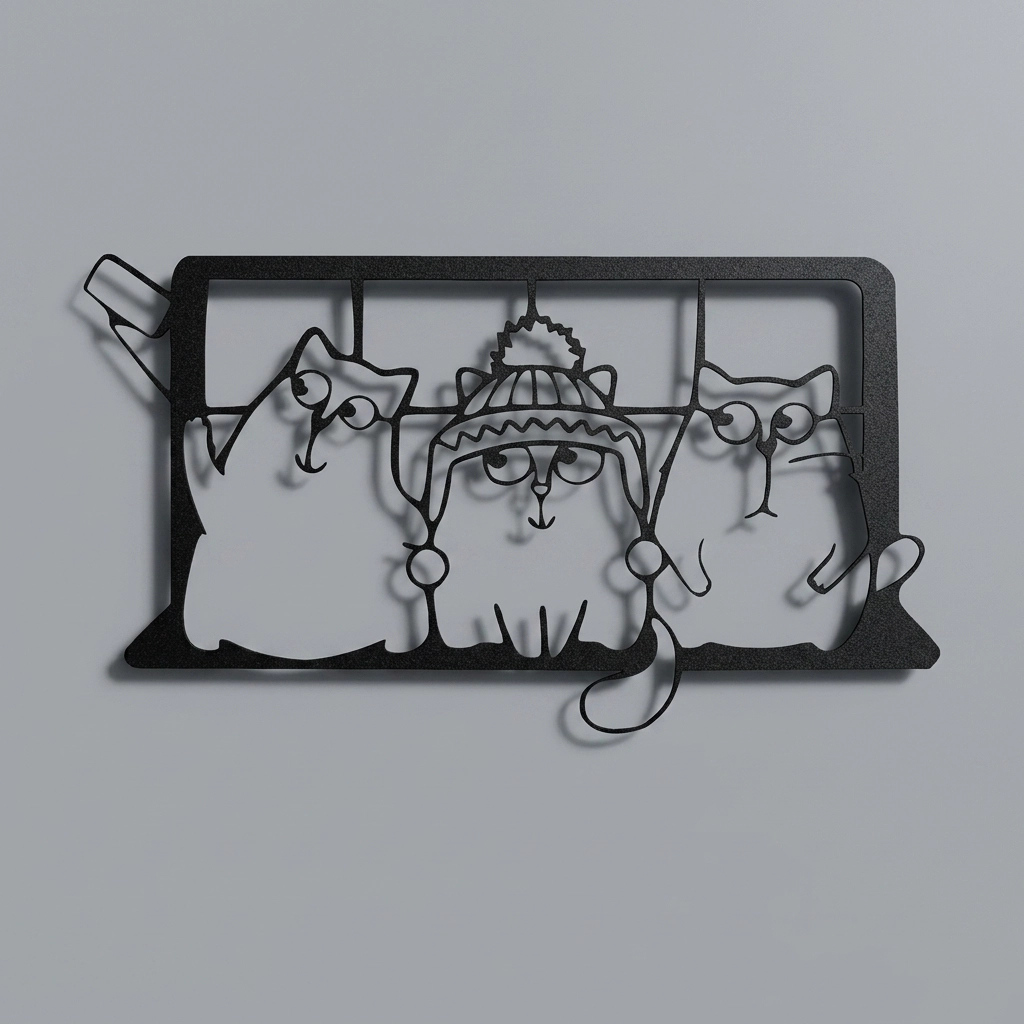 SELFIE CATS METAL WALL ART