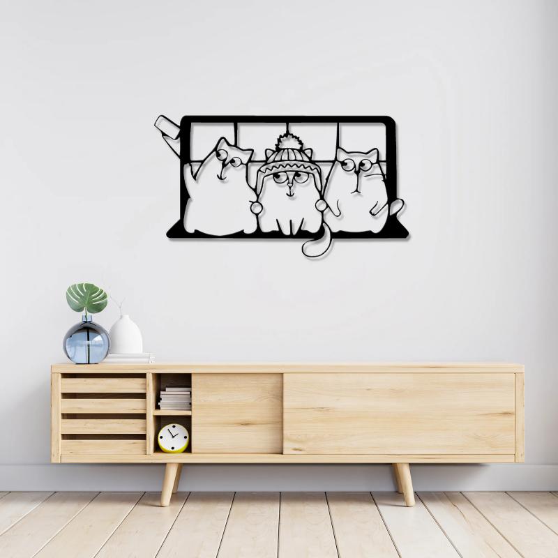 SELFIE CATS METAL WALL ART