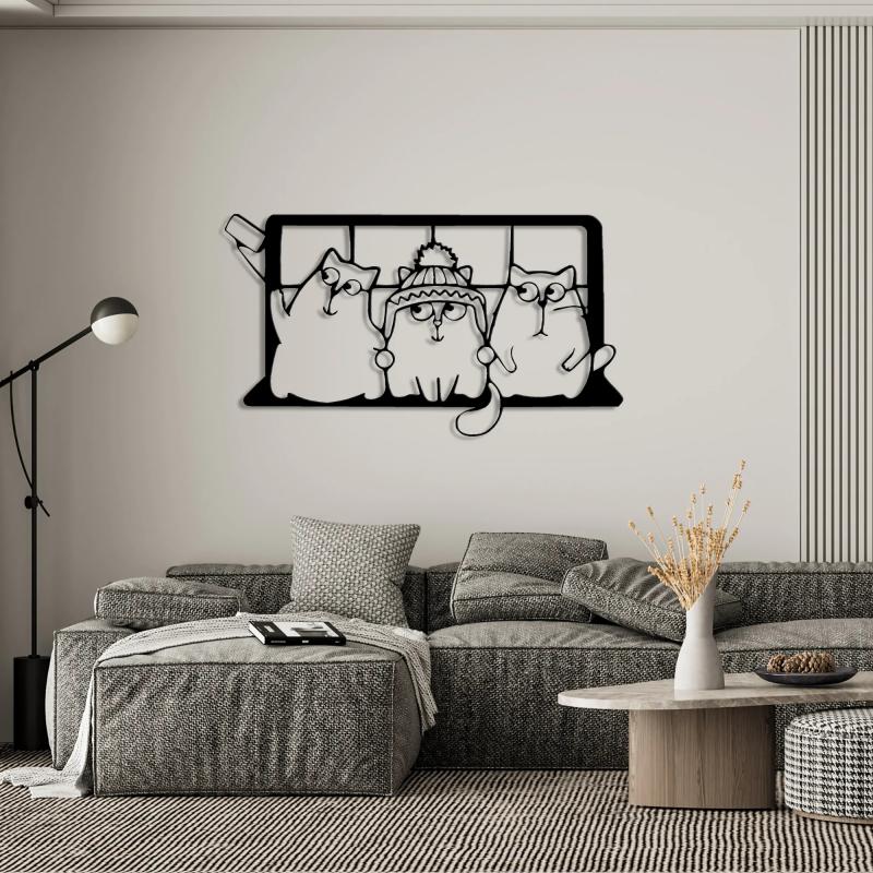 SELFIE CATS METAL WALL ART