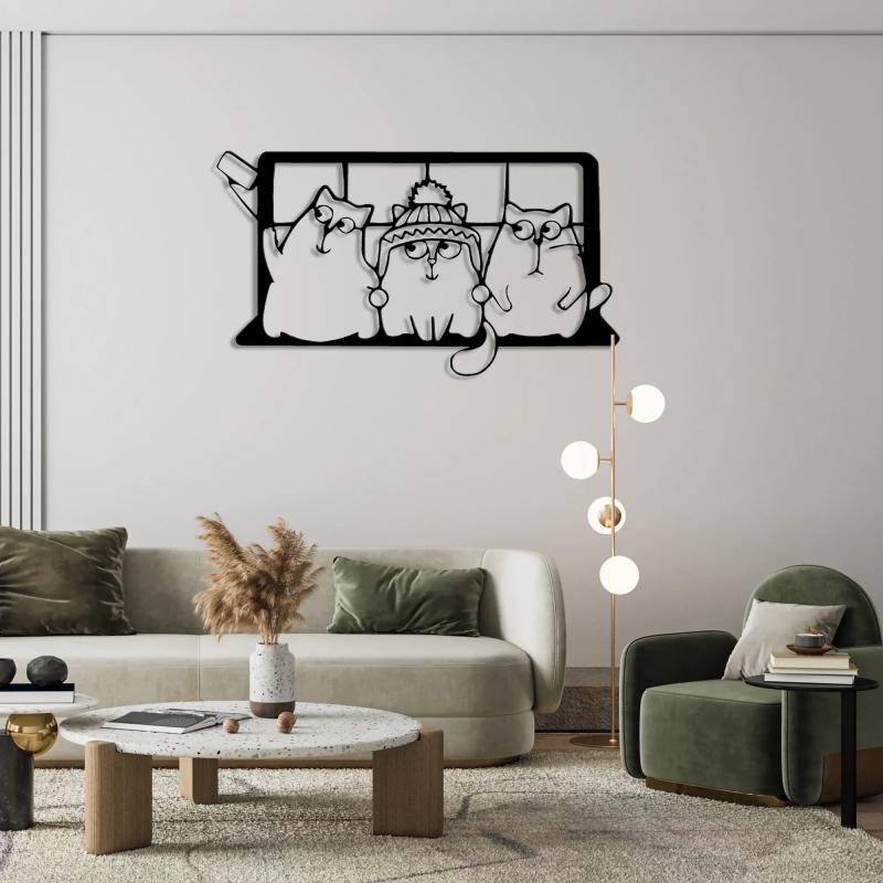 SELFIE CATS METAL WALL ART