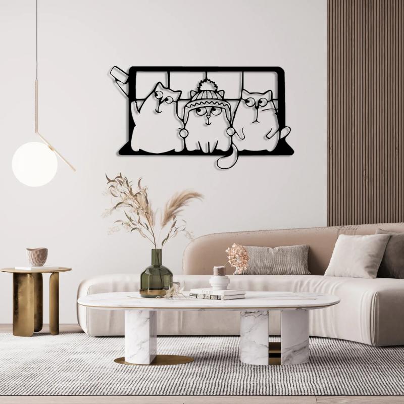 SELFIE CATS METAL WALL ART