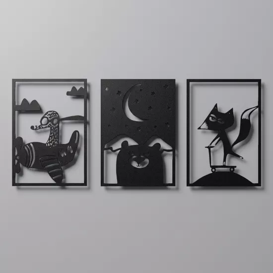 COLORED DREAMS SET OF 3 METAL WALL ART