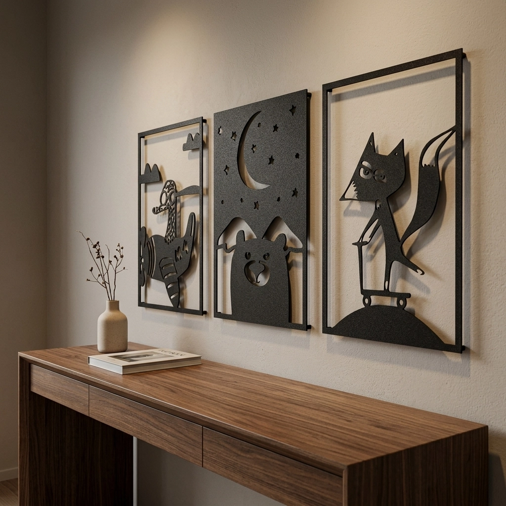 COLORED DREAMS SET OF 3 METAL WALL ART