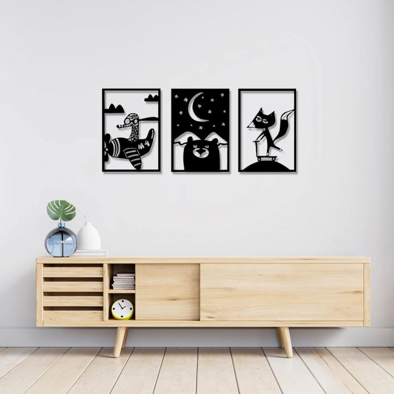 COLORED DREAMS SET OF 3 METAL WALL ART