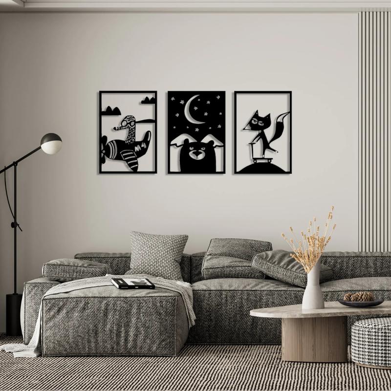 COLORED DREAMS SET OF 3 METAL WALL ART