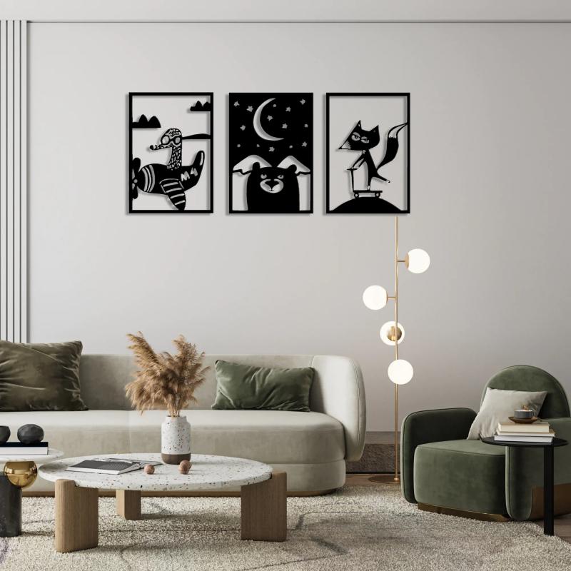 COLORED DREAMS SET OF 3 METAL WALL ART