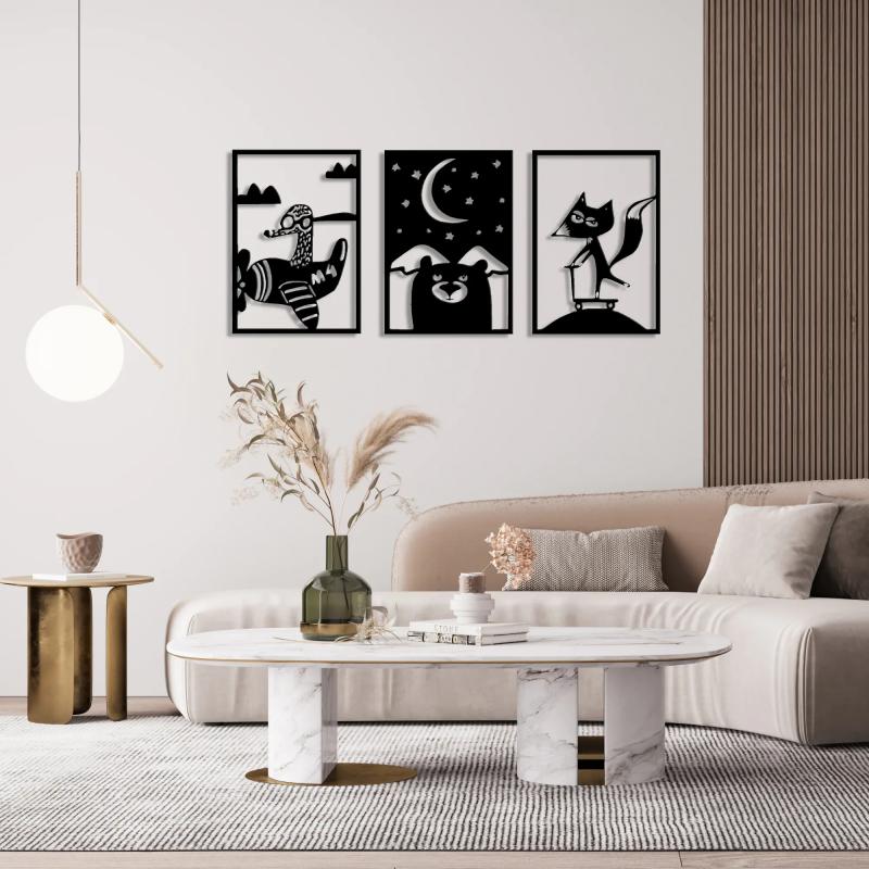 COLORED DREAMS SET OF 3 METAL WALL ART