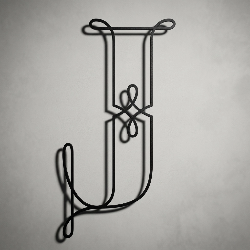 Modern Calligraphic Letter J Wall Art