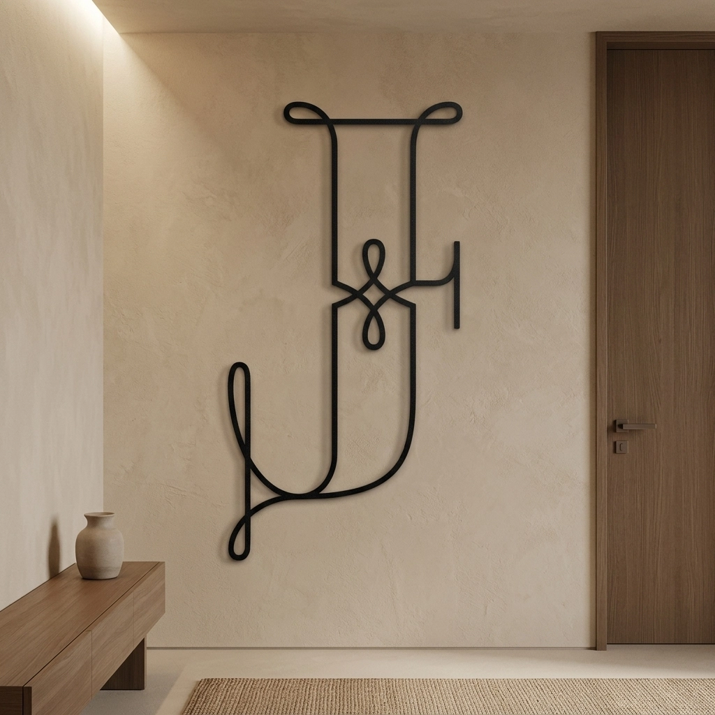 Modern Calligraphic Letter J Wall Art