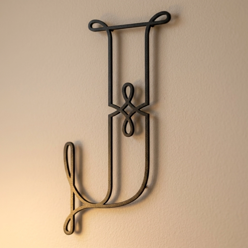 Modern Calligraphic Letter J Wall Art