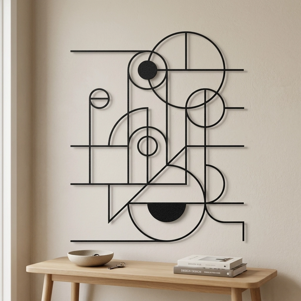 Geometrik Soyut Çizgi Sanatı Tablosu