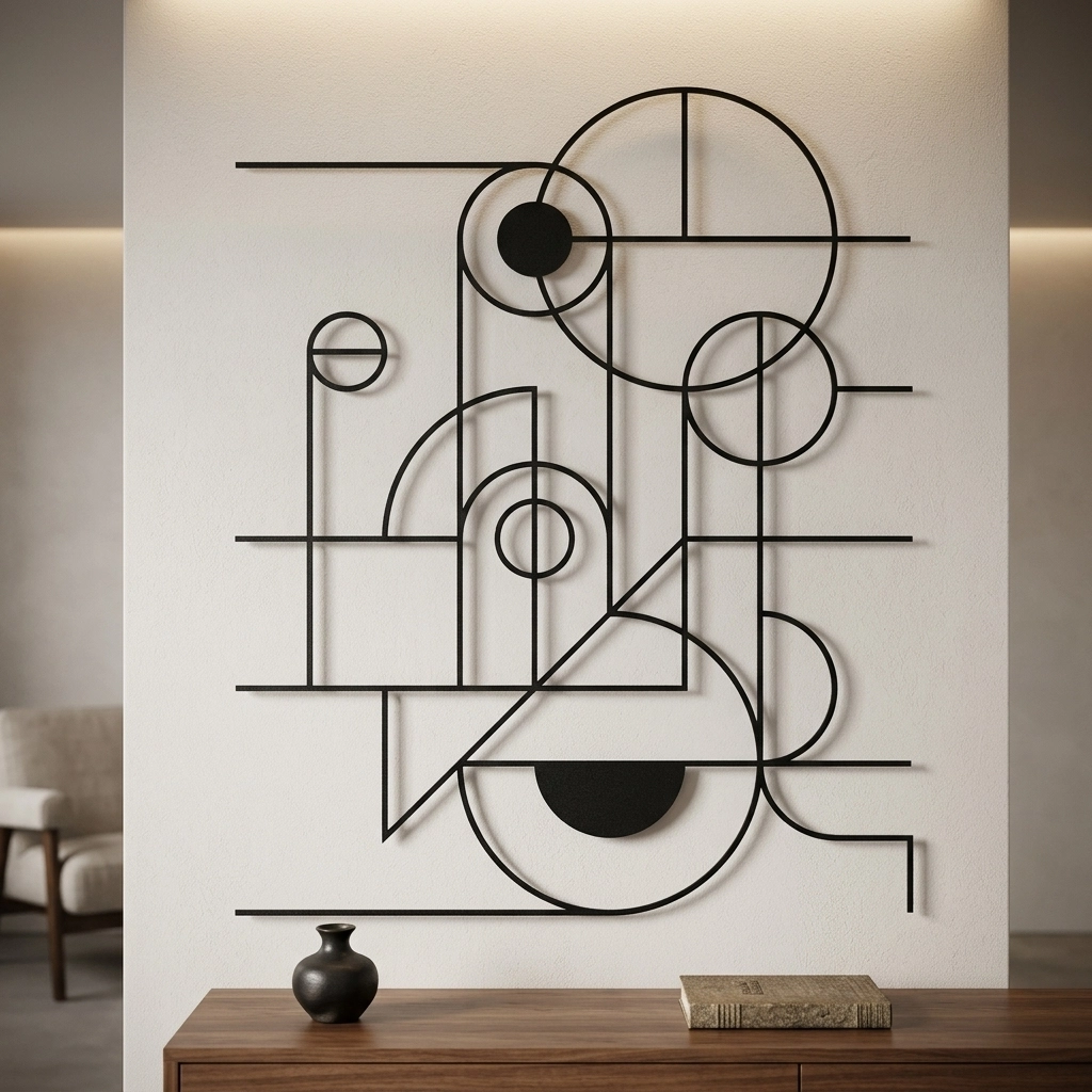 Geometrik Soyut Çizgi Sanatı Tablosu
