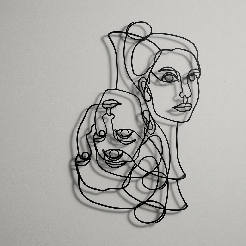 Dual Face Minimalist Single Line Art