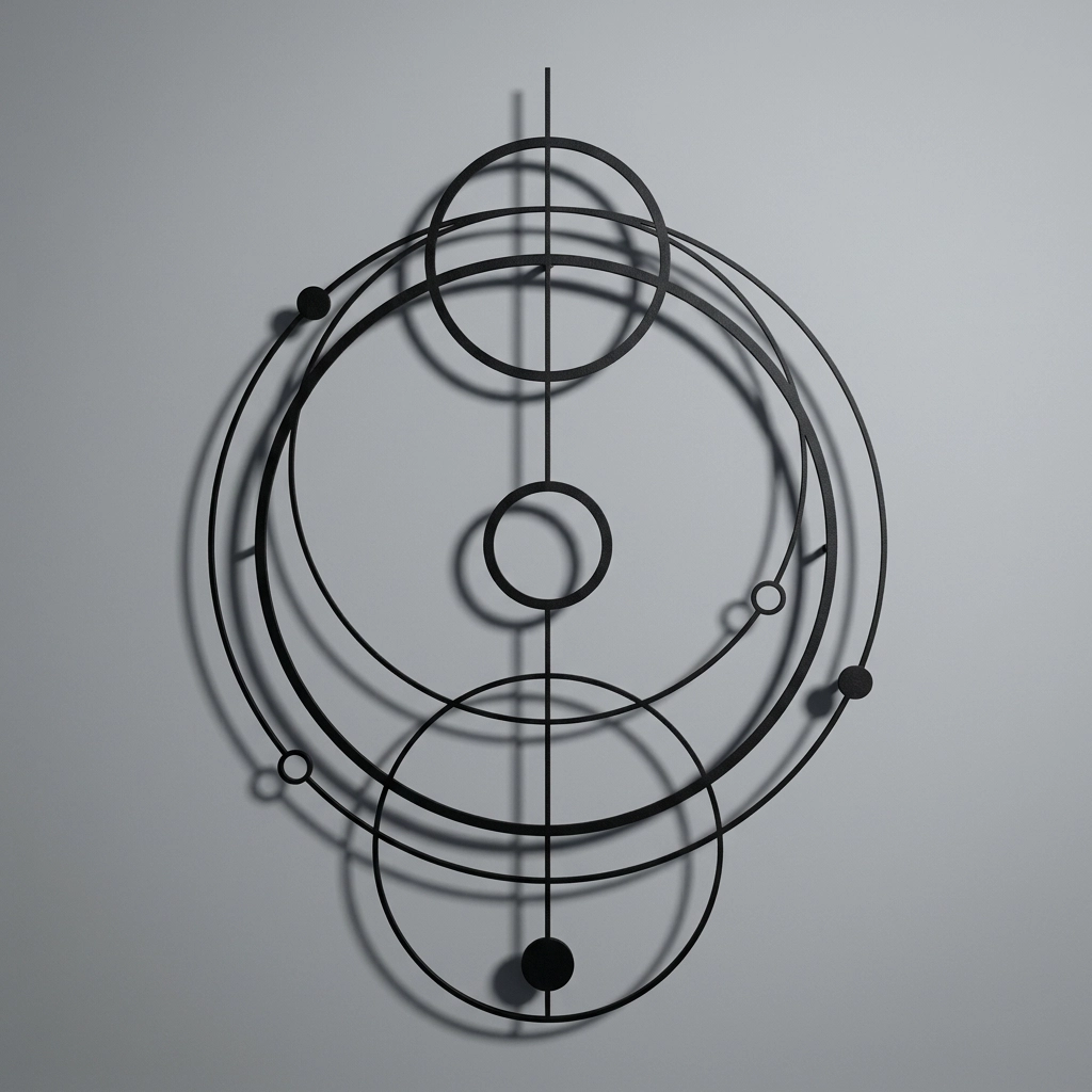Minimalist Geometrik Çizgi Sanatı - Güneş Sistemi Temalı