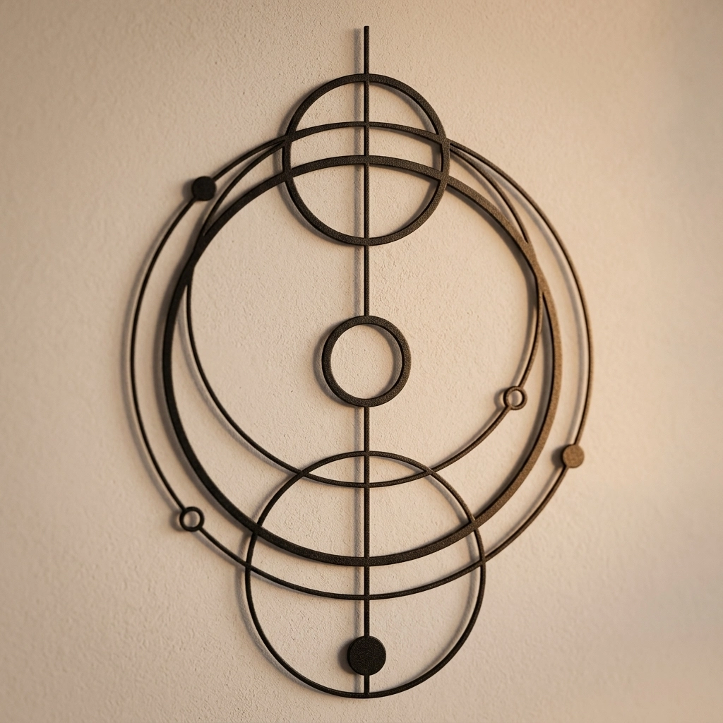 Minimalist Geometrik Çizgi Sanatı - Güneş Sistemi Temalı