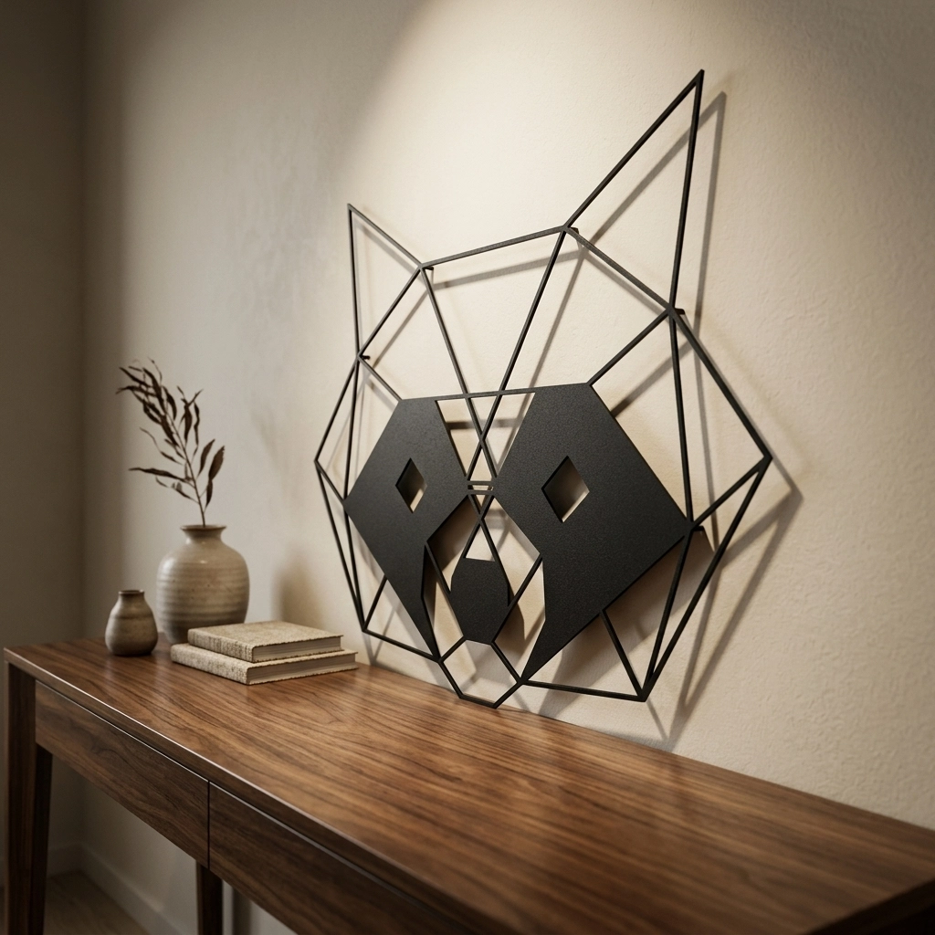 Geometric Raccoon Metal Wall Art