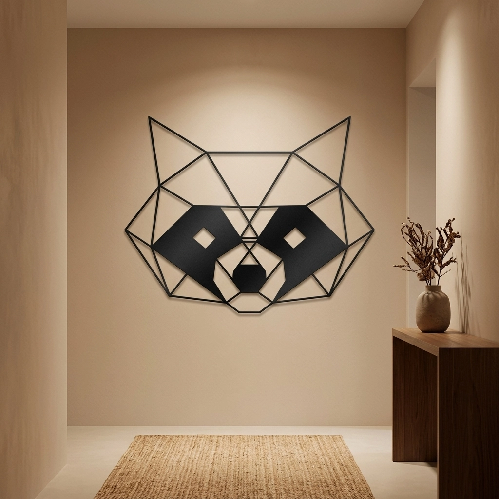 Geometric Raccoon Metal Wall Art
