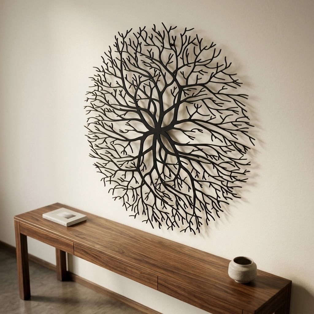 Circular Tree of Life Branches Metal Wall Decor