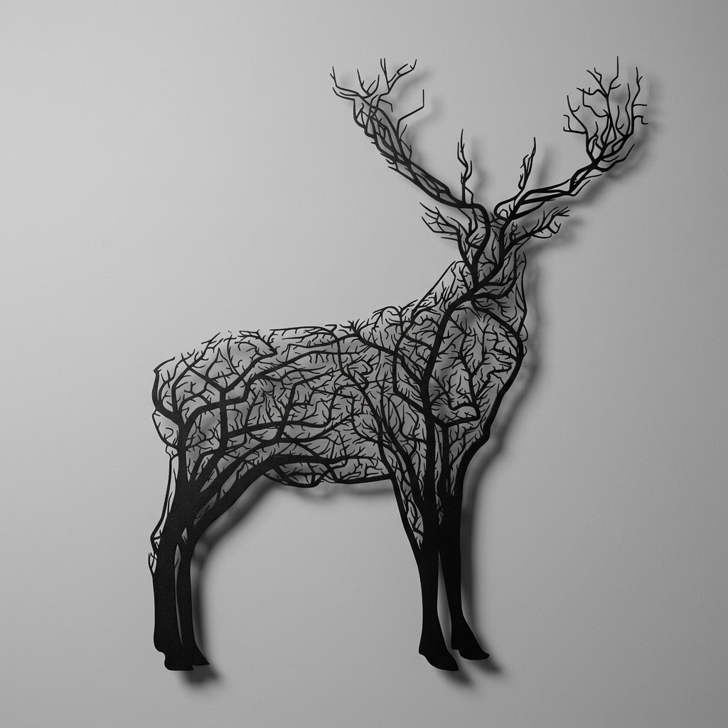 Tree Branches Deer Metal Wall Decor