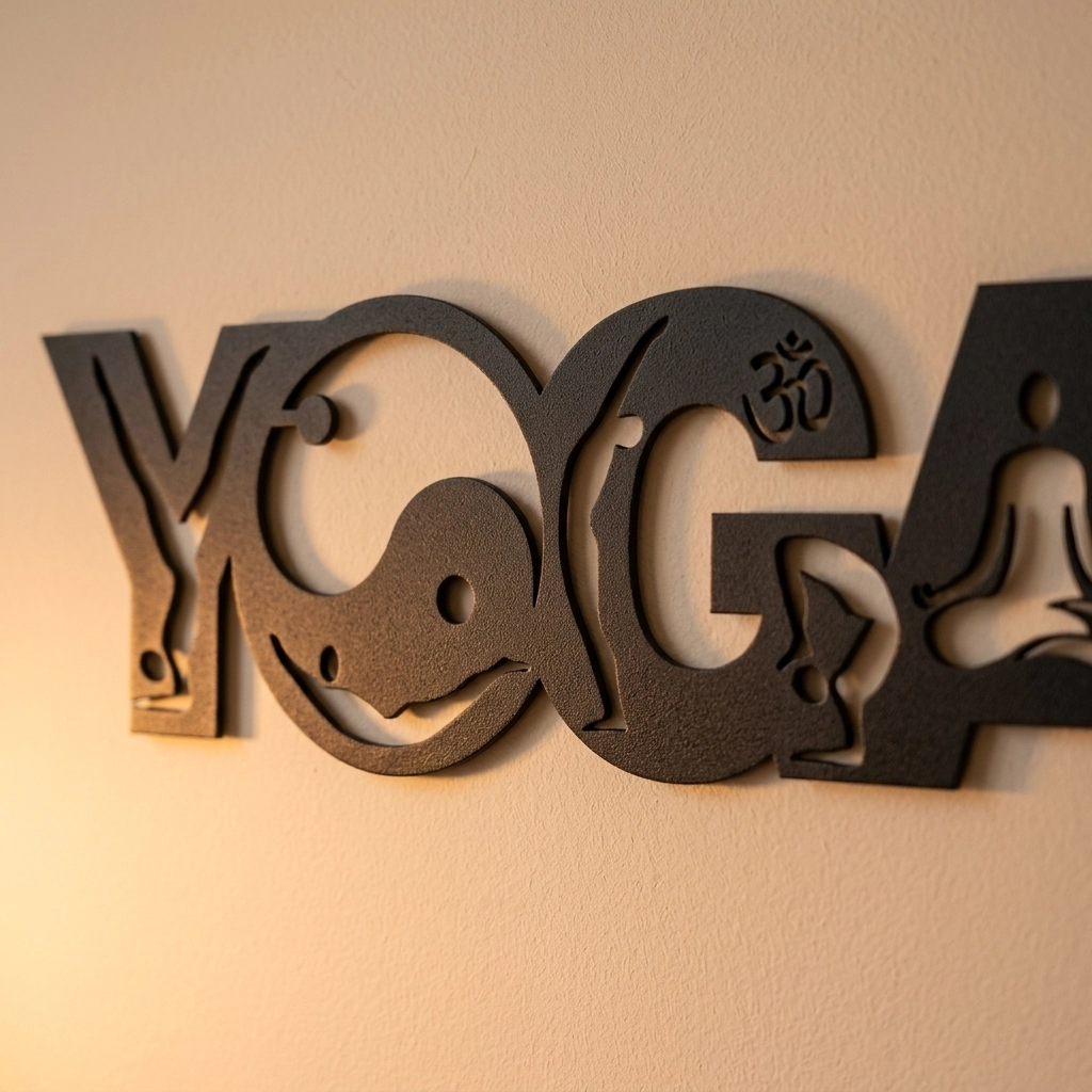 Yoga Temalı Tipografik Dekoratif Duvar Tablosu
