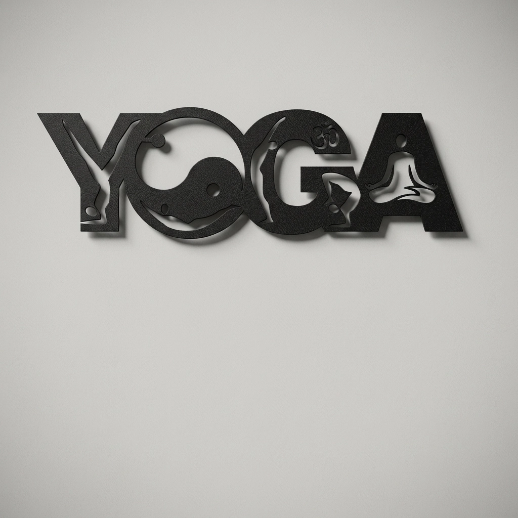Yoga Temalı Tipografik Dekoratif Duvar Tablosu