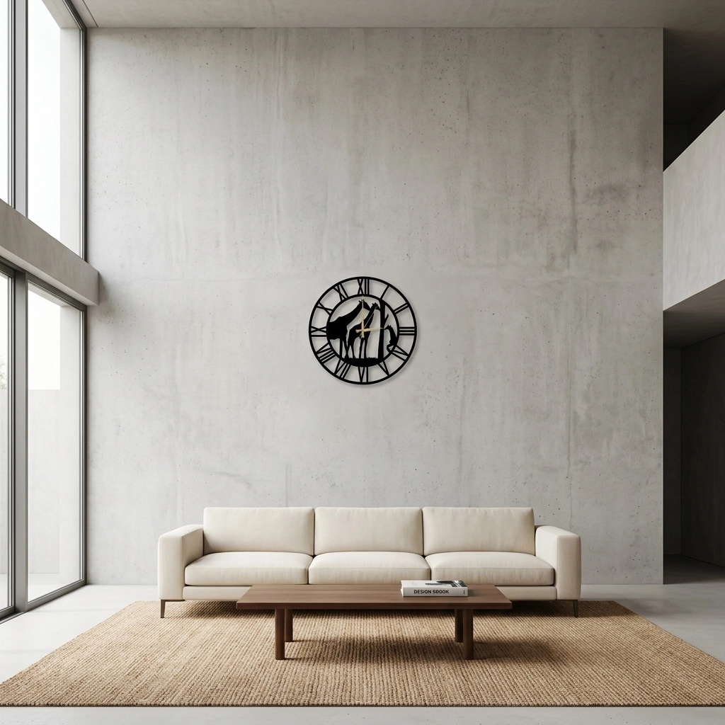 Giraffe Figured Metal Wall Clock