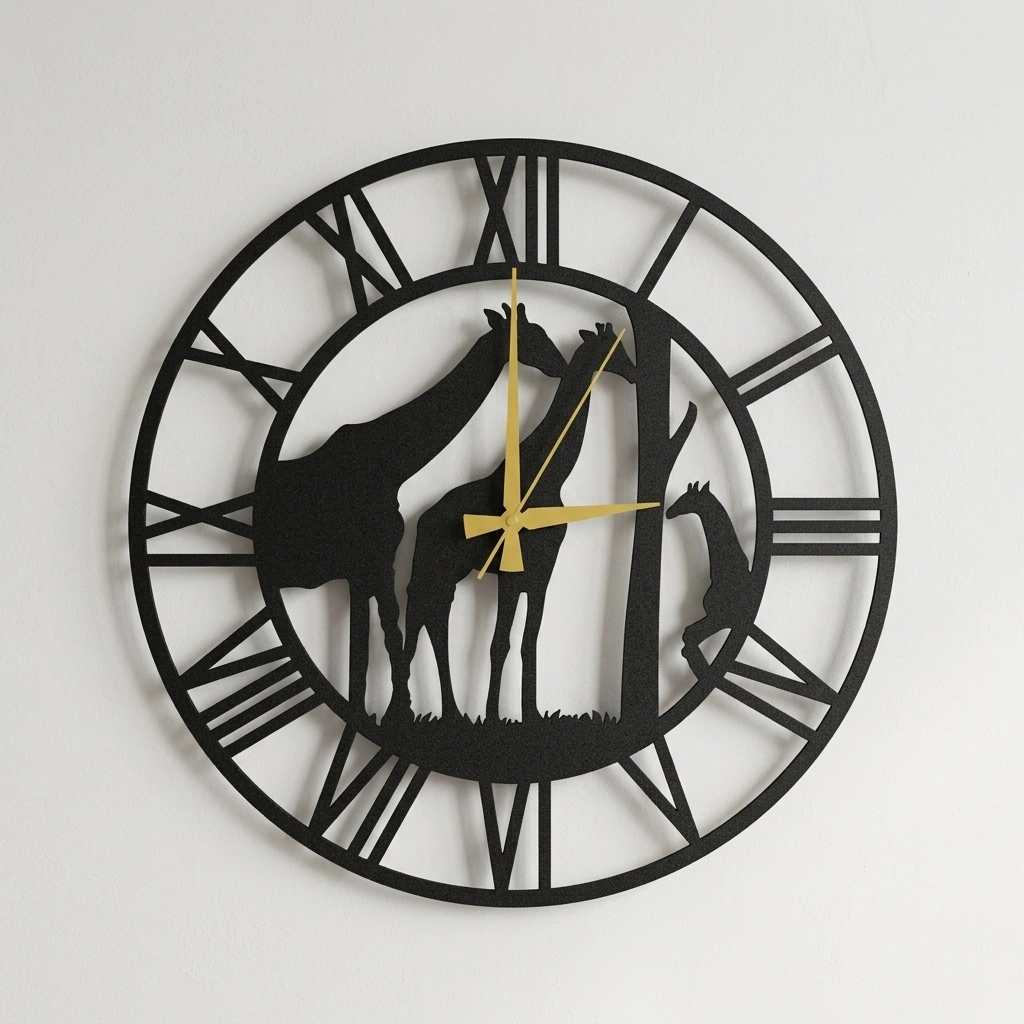 Giraffe Figured Metal Wall Clock