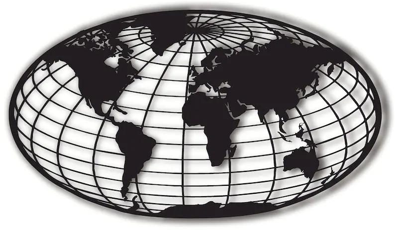 Meridian World Map | Home Decoration | Wall Painting | Monge Design | Free Shipping | Pay at the door